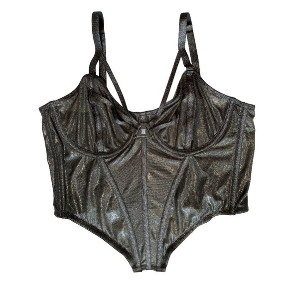 Savage X Fenty Going Platinum Mesh Bustier Deep Forest Green Size L 12–14 - Picture 2 of 9